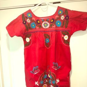 Authentic embroidered Mexican dress